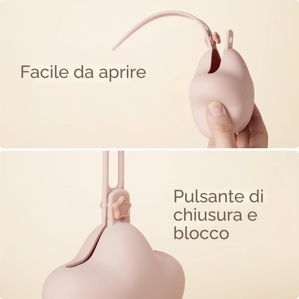 Moonkie Porta Ciuccio, Portaciuccio in Silicone(2 Pezzi), Porta Succhietto Senza BPA, Portaciuccio da Viaggio, Custodia Ciuccio per Bambini, Pratica Scatola Porta Ciuccio(Verde grigio/Blu perla)